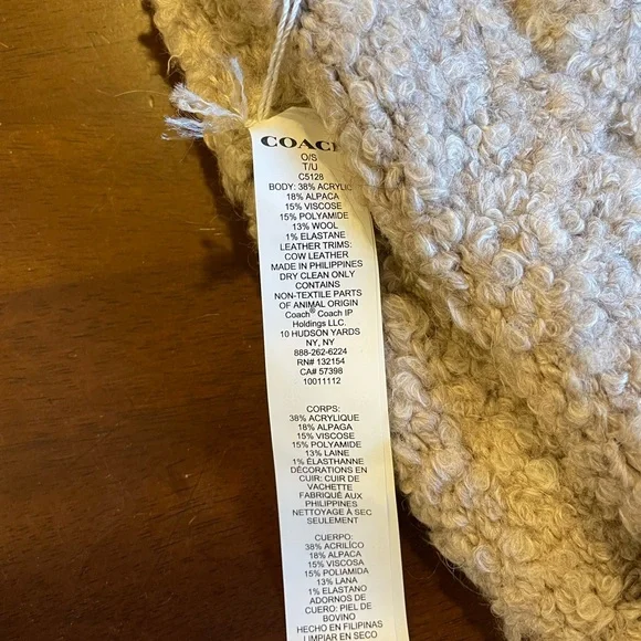 NWT COACH Dove grey fleece beanie one size - Picture 2 of 4